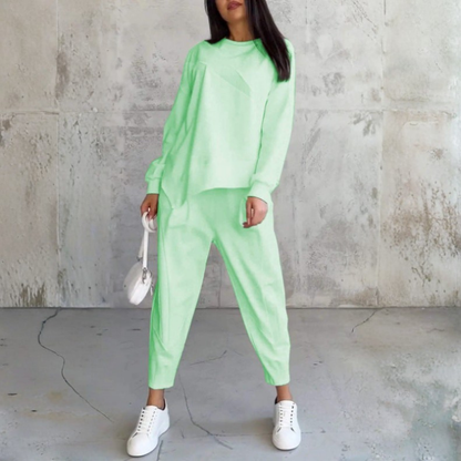 Women's Long-Sleeve Irregular Hem Sweatshirt & Pants Set